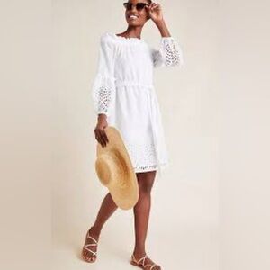Anthropologie White Eyelet Dress